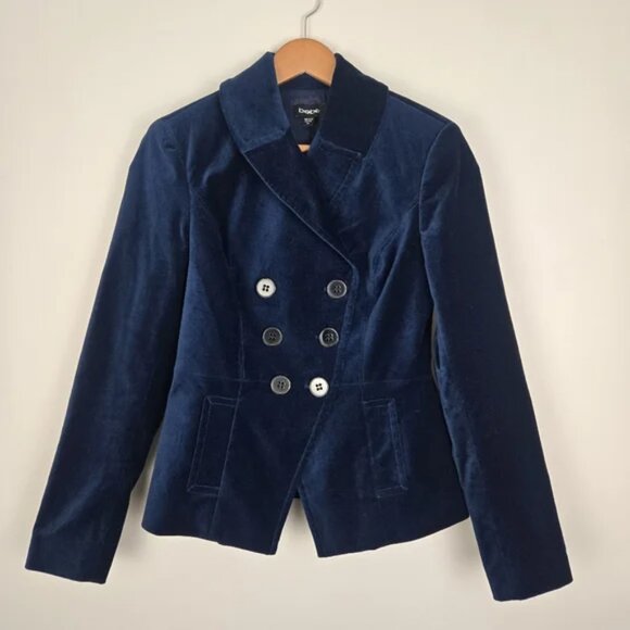 Bebe Blue Velvet Double Breasted Blazer Size Medium - Picture 11 of 17